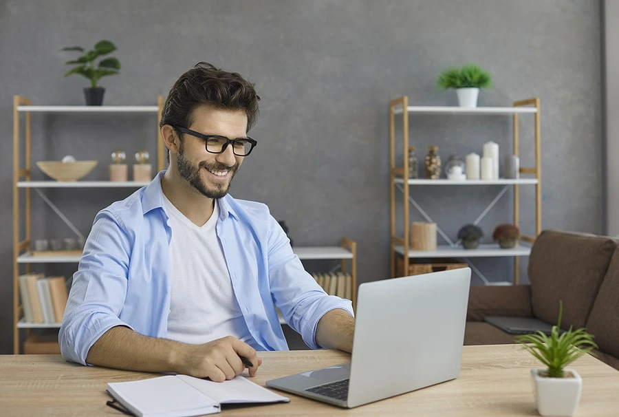 Man using his laptop